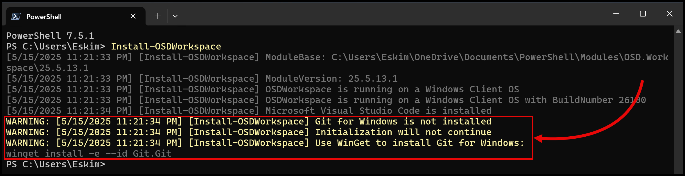 Git for Windows Warning