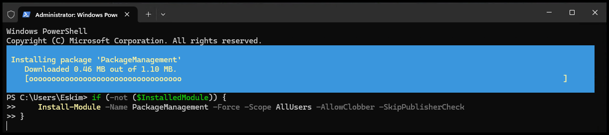 Install PackageManagement Module